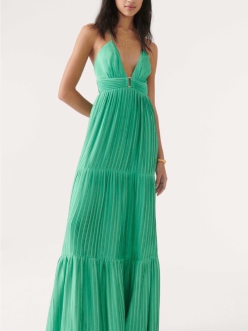 ba&sh Emerald Green Plunging Maxi Dress